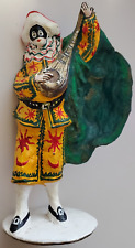 VTG  Italian Paper Mache Lute Musician Painted Harlequin Jester Figure 11 in picture