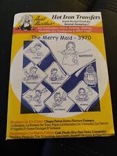 Vintage The Merry Maid Mon-Sun Embroidery Hot Iron Transfers Aunt Marthas Chores picture