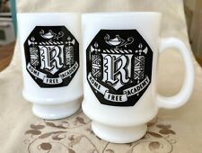 Vintage 1960s Rome Free Academy, Rome, New York Milk Glass Mugs with Crest, PAIR picture