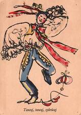 CONTINENTAL SIZE POSTCARD CLOWN CARICATURE TO U.S. SOLDIER FROM GERMANY NOV 1945 picture