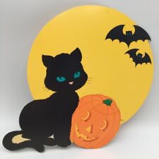 Vtg American Greetings Halloween Black Cat Punch Out Jack o Lantern  picture