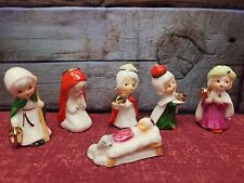 Vtg NAPCO Miniature Christmas Jesus Holy Family Wiseman Nativity Set Bone China picture