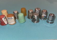 Vintage Sewing Thimbles Lot Of 11 Mixed Metal Plastic Thimbles picture