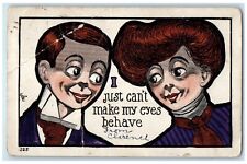 1907 Couple Romance I Just Can't Make My Eyes Behave Webster SD Antique Postcard picture