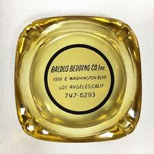 Vintage BALDUS BEDDING CO INC Amber Glass Ashtray Los Angeles LA CA California picture