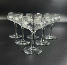 Antique/Vintage Crystal Etched - Set of 6- Champagne/Tall Sherbet Glasses  - 5