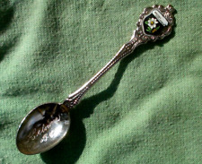 Kelowna BC Canada Vtg Etched Enamel Souvenir Miniature Collector Spoon  4 3/4