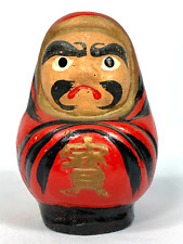 Daruma Antique Coin Bank Pottery Japanese Never Used No Coin Exit Rare Find picture