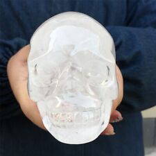 650g Natural clear quartz carved skull quartz crystal Reiki healing gem XK2441 picture