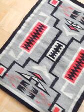 VINTAGE MID CENTURY NAVAJO INDIAN STORM PATTERN + PICTORIAL RUG - CLEAN + FINE  picture