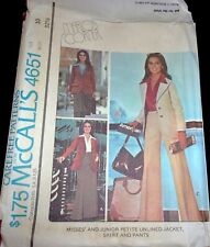 Vtg 1970's McCall's Marlo's Corner Pattern 4651 Jacket Skirt Pants Size 10 Uncut picture
