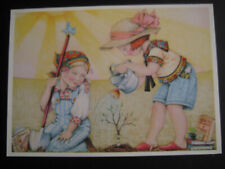 UNUSED 1989 vintage greeting card Mary Engelbreit EASTER Friends Planting a Tree picture