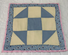 Vintage Patchwork Quilt Table Topper, Nine Patch With Triangles, Blue Calicos picture