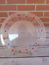 Vintage Rare HTF 1938 Glasbake Red Orange Clear Glass Polka Dot Pie Dish Plate  picture