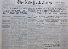 10-1939 WWII October 3 STRAIN ON ROME BERLIN AXIS CIANO SENATE EMBARGO U S SHIPS picture