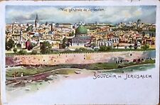 Souvenir De Jerusalem 1900 Birdseye View Of The City. High End Lithograph. picture