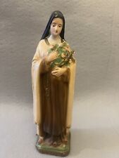 Vintage Saint Theresa Little Flower Of Jesus Religious Statue Chalkware 8.5” picture