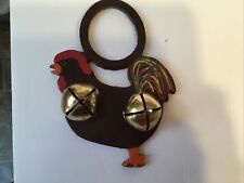 belsnickel  Vintage rooster/chicken leather bell door hanger picture