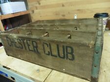 vtg Milk Crate wood metal Box Chester Club Beverages Rare Poughkeepsie 1950's picture