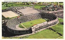 Postcard MA Boston Harvard Stadium from Aeroplane Linen Vintage PC H6315 picture