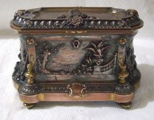 Antique Bronze Casket Jewelry Box SIGNED French Animalier 