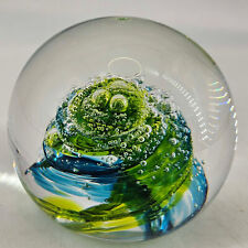 Waterford Evolution Cosmic Waters Crystal Art Glass Paperweight Blue Green picture