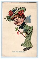 Old Woman Very Big Hat Irishtocratic Caricature Posted Antique Postcard picture