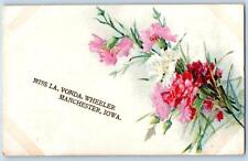Manchester Iowa IA Postcard Miss La Vonda Wheeler Embossed Flowers c1910 Antique picture