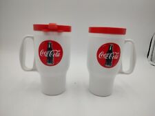 Pair Of Vintage Coca Cola The Traveler 16oz  Handled Insulated Plastic Cups picture