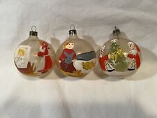 3 VINTAGE POLAND CHRISTMAS ORNAMENTS -  HAND PAINTED picture