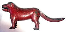 Antique Rare Cast Iron Dog Nut Cracker Red Porcelain Enamel Finish Nutcracker picture