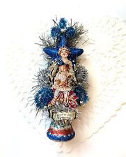 Vintage Glass Bell July 4th Patriotic Ornament Girl Antique Victorian picture