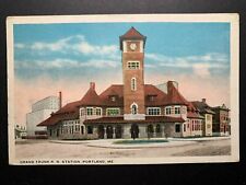 Postcard Portland ME - c1920s Grand Trunk Railroad Station picture