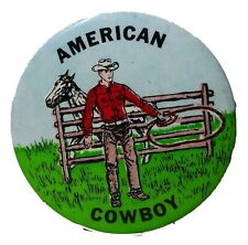 Vintage AMERICAN COWBOY Western Cowboy Button Pin Badge Pinback RARE Stick Pin picture