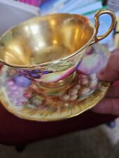 Ansley England Tea Cup Fruit And Gold picture