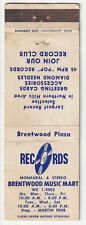 c1950s-60s~Brentwood California~Music Mart~45 RPM POP Records~Matchbook Cover picture