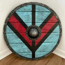 Handmade Medieval Viking Round Wooden Lagertha Shield Historical Reenactment picture