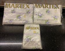 NIP NOS Vtg MARTEX Queen Sheet Set FRESH VIOLETS Flat & Fitted Sheet Pillowcases picture