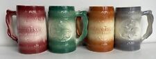 VTG Budweiser Ceramic Steins Embossed 1950’s Mugs 4 Colors  5.25” Set Of 4 picture