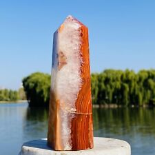 441g Natural Rare Red Agate Geode Crystal Obelisk Quartz Tower Point Healing picture