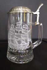 H.M.S. Victory 1765 Glass Beer Stein With Lid. Highly Collectible picture
