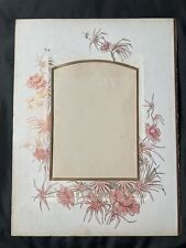 1880s Cabinet Card Album Page HTF Ornate Pink Floral for Framing Antique Photos picture
