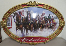 Anheuser-Busch 2000 Budweiser Winter Large Clydesdale Horses Oval Sign picture