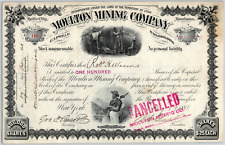 Moulton Mining Company Butte City Montana 1881 Stock Certificate #116 - Scarce picture