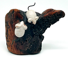 Vintage Ceramic Mice on Real Driftwood Sculpture 4