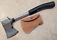 Vintage Sears Hatchet No. 4815 Metal Handle Rubber Grip, Original Leather Sheath picture