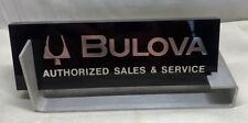 Vintage 1970's Genuine BULOVA Dealer Counter Display Plaque Black Lucite W/Stand picture