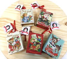 Mr Christmas Little Books Wind Up Music Box Ornaments with Tags Lot of 5 picture