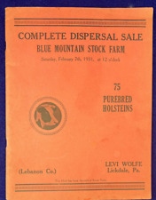Vintage 1931 Holstein Stock Dispersal Sale Levi Wolfe Pennsylvania Cattle Book picture