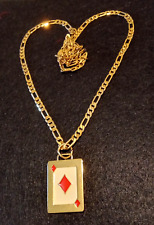 ESTEE LAUDer ace of diamonds NECKLACE w/ ch14k Mex chain picture